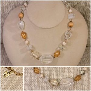 Orange beaded wire necklace